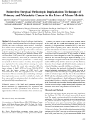 Cover page: Sutureless Surgical Orthotopic Implantation Technique of Primary and Metastatic Cancer in the Liver of Mouse Models