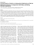 Cover page: An Examination of Adults on Antipsychotic Medication at Risk for Metabolic Syndrome: A Comparison with Obese and Eating Disorder Populations