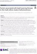 Cover page: Factors associated with lipid lowering therapy in the multi-ethnic study of atherosclerosis.