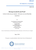 Cover page: Moving towards Decent Work.  Labour in the Lula government: reflections on recent Brazilian experience