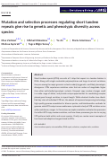 Cover page: Mutation and selection processes regulating short tandem repeats give rise to genetic and phenotypic diversity across species