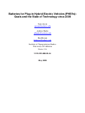 Cover page: Batteries for Plug-in Hybrid Electric Vehicles (PHEVs): Goals and the State of Technology circa 2008