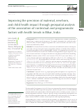 Cover page: Improving the precision of maternal, newborn, and child health impact through geospatial analysis of the association of contextual and programmatic factors with health trends in Bihar, India