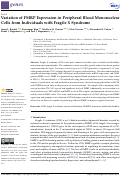 Cover page: Variation of FMRP Expression in Peripheral Blood Mononuclear Cells from Individuals with Fragile X Syndrome