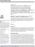 Cover page: Health care services use, stillbirth, and neonatal and infant survival following implementation of the Maternal Health Voucher Scheme in Bangladesh: A difference-in-differences analysis of Bangladesh Demographic and Health Survey data, 2000 to 2016