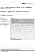 Cover page: The D3 -creatine dilution method non-invasively measures muscle mass in mice.