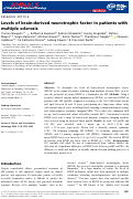 Cover page: Levels of brain‐derived neurotrophic factor in patients with multiple sclerosis