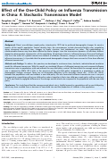 Cover page of Effect of the One-Child Policy on Influenza Transmission in China: A Stochastic Transmission Model