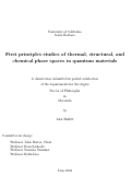 Cover page of First principles studies of thermal, structural, and chemical phase spaces in quantum materials