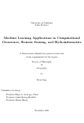 Cover page: Machine Learning Applications in Computational Geoscience, Remote Sensing, and Hydroinformatics