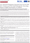 Cover page: Live-Attenuated Respiratory Syncytial Virus Vaccine With M2-2 Deletion and With Small Hydrophobic Noncoding Region Is Highly Immunogenic in Children