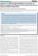 Cover page: Substance P Differentially Modulates Firing Rate of Solitary Complex (SC) Neurons from Control and Chronic Hypoxia-Adapted Adult Rats