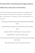 Cover page: Dynamic Effects and Hydrogen Bonding in Mixed-Halide Perovskite Solar Cell Absorbers