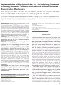 Cover page: Implementation of Physician Orders for Life Sustaining Treatment in Nursing Homes in California: Evaluation of a Novel Statewide Dissemination Mechanism