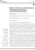 Cover page: Editorial: Advances and Obstacles in Contemporary Nonverbal Communication Research