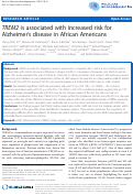 Cover page: TREM2 is associated with increased risk for Alzheimers disease in African Americans.