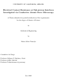 Cover page: Electrical Contact Resistance at Sub-micron Interfaces Investigated via Conductive Atomic Force Microscopy