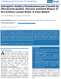 Cover page: Iatrogenic Axillary Pseudoaneurysm Caused by Ultrasound-guided, Vacuum-assisted Biopsy of the Axillary Lymph Node: A Case Report