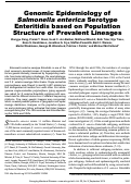 Cover page: Genomic Epidemiology of Salmonella enterica Serotype Enteritidis based on Population Structure of Prevalent Lineages - Volume 20, Number 9—September 2014 - Emerging Infectious Diseases journal - CDC