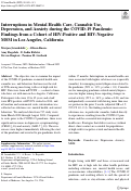 Cover page: Interruptions in Mental Health Care, Cannabis Use, Depression, and Anxiety during the COVID-19 Pandemic: Findings from a Cohort of HIV-Positive and HIV-Negative MSM in Los Angeles, California