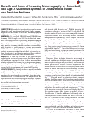 Cover page: Benefits and Harms of Screening Mammography by Comorbidity and Age: A Qualitative Synthesis of Observational Studies and Decision Analyses