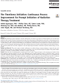 Cover page: The Timeliness Initiative: Continuous Process Improvement for Prompt Initiation of Radiation Therapy Treatment