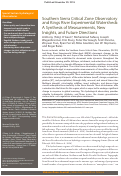 Cover page: Southern Sierra Critical Zone Observatory and Kings River Experimental Watersheds: A Synthesis of Measurements, New Insights, and Future Directions