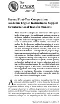 Cover page: Beyond First-Year Composition: Academic English Instructional Support for International Transfer Students