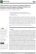 Cover page: Addressing the Gap of Nutrition in Medical Education: Experiences and Expectations of Medical Students and Residents in France and the United States.