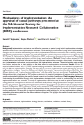 Cover page: Mechanisms of implementation: An appraisal of causal pathways presented at the 5th biennial Society for Implementation Research Collaboration (SIRC) conference.