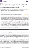 Cover page: Previously Identified Genetic Variants in ADGRL3 Are not Associated with Risk for Equine Degenerative Myeloencephalopathy across Breeds.