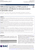 Cover page: Differential regulation of TNFα and IL-6 expression contributes to immune evasion in prostate cancer