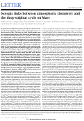 Cover page: Isotopic links between atmospheric chemistry and the deep sulphur cycle on Mars