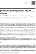 Cover page: Learning to Apply Mindfulness to Pain (LAMP): Design for a Pragmatic Clinical Trial of Two Mindfulness-Based Interventions for Chronic Pain