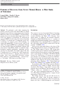 Cover page: Patterns of Recovery from Severe Mental Illness: A Pilot Study of Outcomes