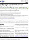 Cover page of Lighting the way: Compelling open questions in photosynthesis research.