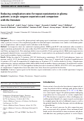 Cover page: Reducing complication rates for repeat craniotomies in glioma patients: a single-surgeon experience and comparison with the literature