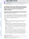 Cover page: 3T multiparametric MR imaging, PIRADSv2-based detection of index prostate cancer lesions in the transition zone and the peripheral zone using whole mount histopathology as reference standard