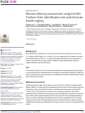 Cover page: Remote olfactory assessment using the NIH Toolbox Odor Identification test and the brain health registry.