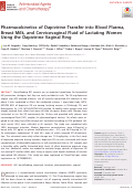 Cover page: Pharmacokinetics of Dapivirine Transfer into Blood Plasma, Breast Milk, and Cervicovaginal Fluid of Lactating Women Using the Dapivirine Vaginal Ring.