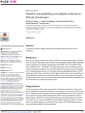 Cover page: Genetic susceptibility to multiple sclerosis in African Americans