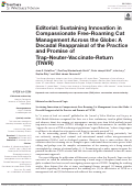 Cover page: Editorial: Sustaining Innovation in Compassionate Free-Roaming Cat Management Across the Globe: A Decadal Reappraisal of the Practice and Promise of Trap-Neuter-Vaccinate-Return (TNVR)