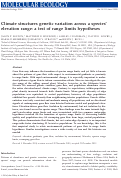 Cover page: Climate structures genetic variation across a species' elevation range: a test of range limits hypotheses.