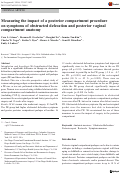 Cover page: Measuring the impact of a posterior compartment procedure on symptoms of obstructed defecation and posterior vaginal compartment anatomy