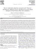 Cover page: How do individuals adapt their personal travel? Objective and subjective influences on the consideration of travel-related strategies for San Francisco Bay Area commuters