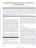 Cover page of Experimental investigation of sunlight permeability of translucent concrete panels as a building envelope