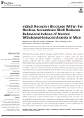 Cover page: mGlu5 Receptor Blockade Within the Nucleus Accumbens Shell Reduces Behavioral Indices of Alcohol Withdrawal-Induced Anxiety in Mice