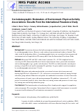 Cover page: SOCIO-DEMOGRAPHIC MODERATORS OF ENVIRONMENT-PHYSICAL ACTIVITY ASSOCIATIONS: THE INTERNATIONAL PREVALENCE STUDY RESULTS