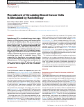 Cover page: Recruitment of circulating breast cancer cells is stimulated by radiotherapy