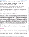 Cover page: Genomewide scans in North American families reveal genetic linkage of essential tremor to a region on chromosome 6p23